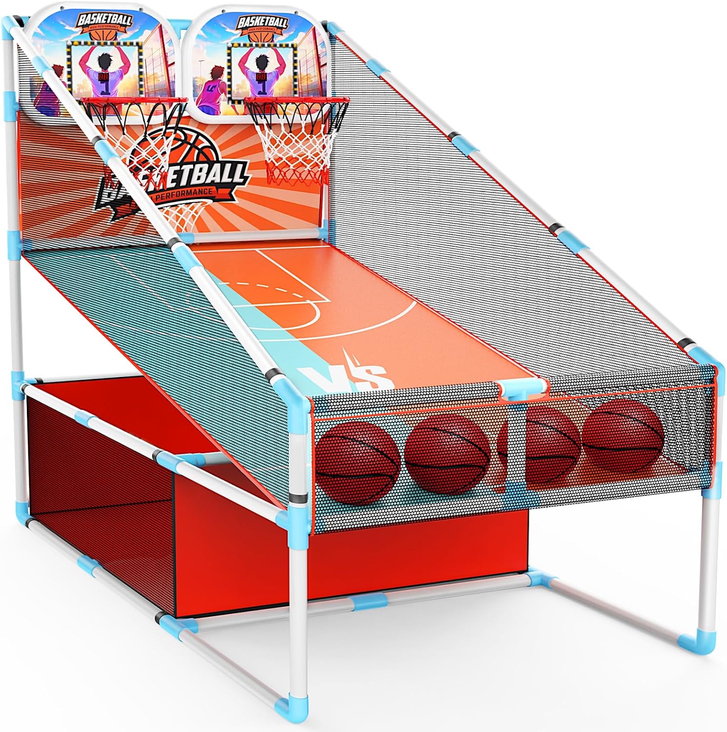 2-Player Arcade Basketball Game Set,Upgraded Indoor Hoop with LED Light Electronic Scoreboard 4 Balls,Carnival Games Sports Toys Kids 3-12 for Home Party Backyard Outdoor Boys Girls Toddlers Gifts
